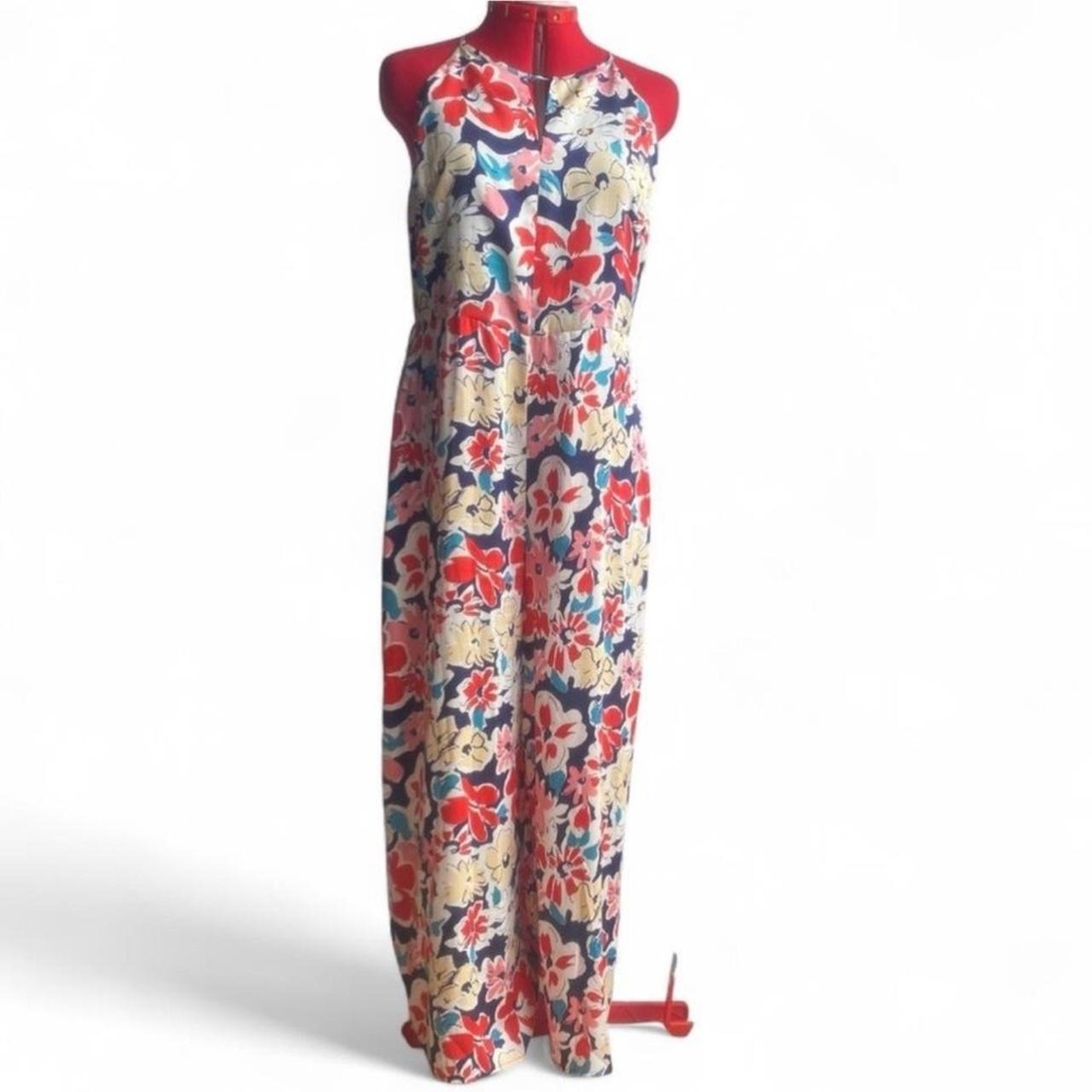Skies Are Blue Multicolor Floral Boho Sleeveless Jumpsuit Size Large